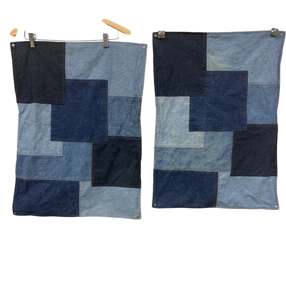 Tommy Hilfiger Home Denim blue Patchwork Throw Pillows sham Set 2 vintage RARE